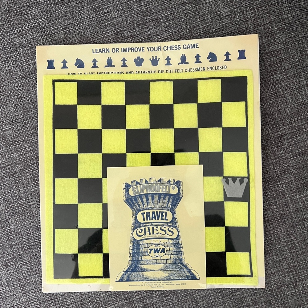 TWA Trans western airlines 1960 or 1970s unopened NWT travel chess set